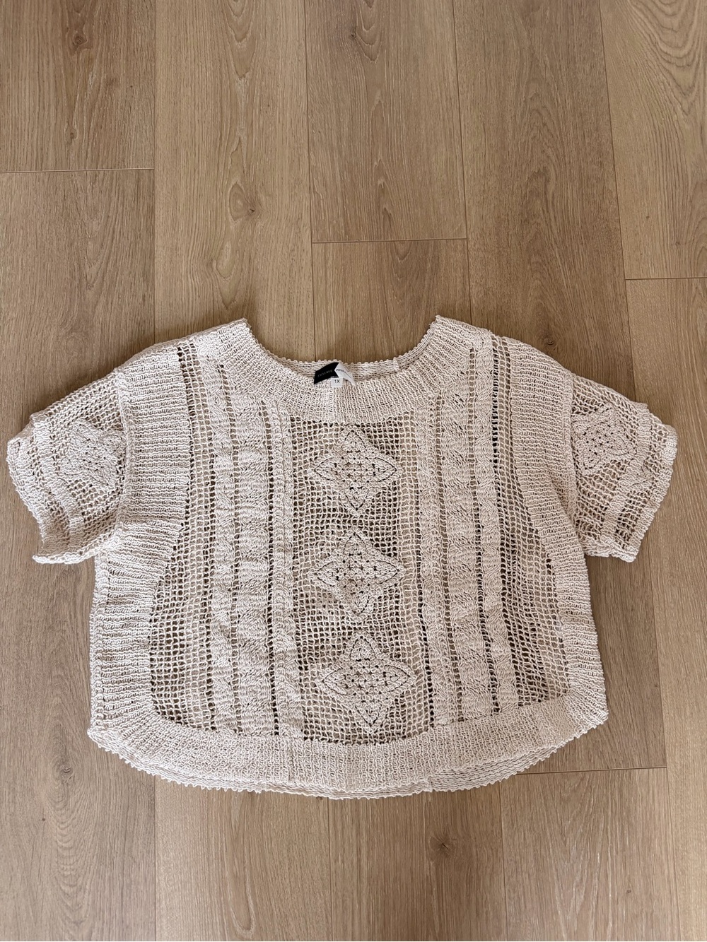 Women’s Crochet Knit Short Sleeve Top - Cream